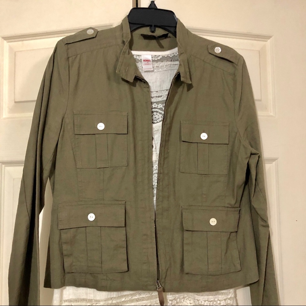 Army green Linen, and cotton, Blazer